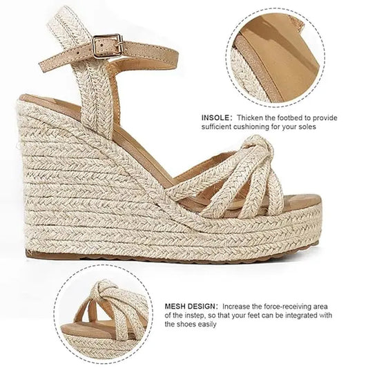 Sandals for Women, Platform Ankle Strap Womens Sandals Open Toe Espadrille Wedge Sandals for Women Concise Casual Summer Womens Shoes High Heels Fashion Footwear Classy