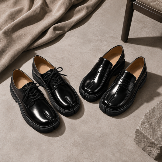 Sloane | Glossy Split-Toe Leather Flats