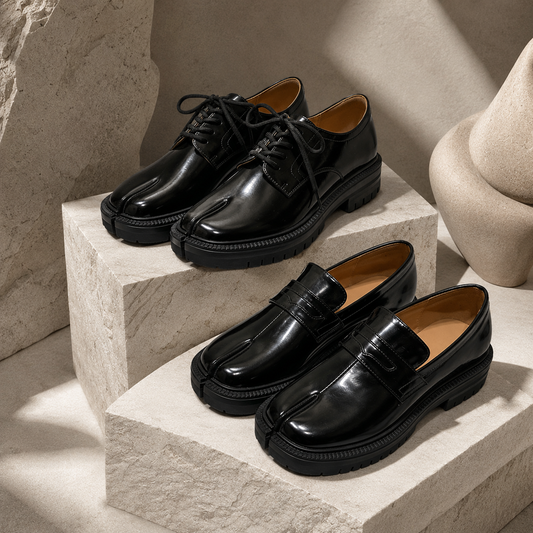 Sloane | Glossy Split-Toe Leather Flats
